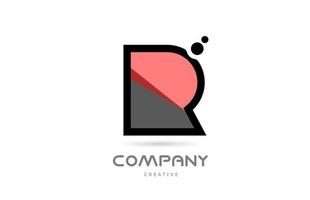 icono del logotipo de la letra del alfabeto geométrico r negro rosa con puntos. plantilla creativa para empresa y negocio vector