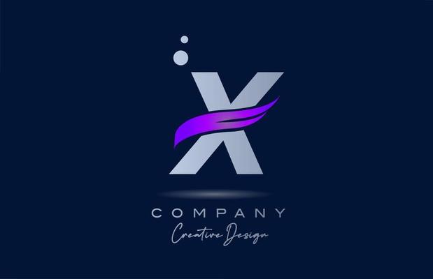 X purple alphabet letter logo icon with pink swoosh. Creative template for business and company