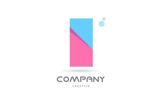 I pink blue geometric alphabet letter logo icon. Creative template for company and business vector