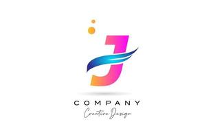 pink bubbles J alphabet letter logo icon with blue swoosh. Creative template for company and business vector