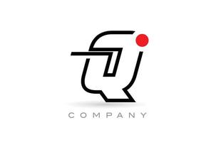 diseño de icono de logotipo de letra de alfabeto q simple con línea y punto rojo. plantilla creativa para empresa y negocio vector