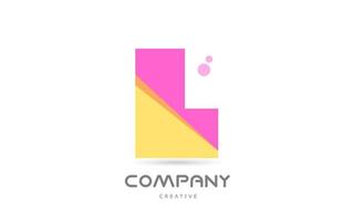 L icono del logotipo de la letra del alfabeto geométrico rosa amarillo. plantilla creativa para negocios y empresas. vector