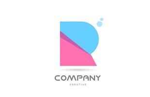 R pink blue geometric alphabet letter logo icon. Creative template for company and business vector
