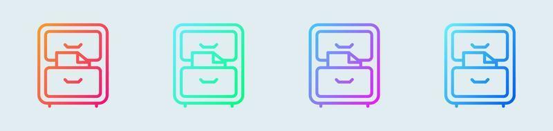 File cabinet line icon in gradient colors. Archive signs vector illustration.