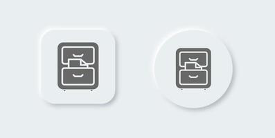 File cabinet solid icon in neomorphic design style. Archive signs vector illustration.