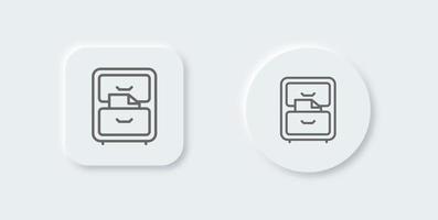 File cabinet line icon in neomorphic design style. Archive signs vector illustration.