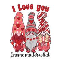 Valentines gnome t-shirt design vector