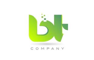 joined BT alphabet letter logo icon combination design with dots and green color. Creative template for company and business vector