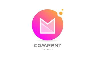 pink yellow dots M alphabet letter logo icon with transparency. Creative template for company vector