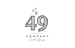 hand drawing number 49 logo icon design for company template. Creative logotype in pencil style vector