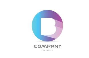 b icono del logotipo de la letra del alfabeto azul rosa con sombra larga y círculo. plantilla creativa para empresa o negocio vector