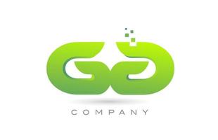 se unió a ga alfabeto letra logo icono combinación diseño con puntos y color verde. plantilla creativa para empresa y negocio vector