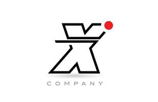 Simple X alphabet letter logo icon design with line and red dot. Creative template for company and business vector