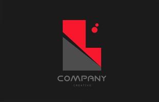 L rojo gris puntos alfabeto letra logo icono diseño. plantilla creativa para negocios y empresas. vector