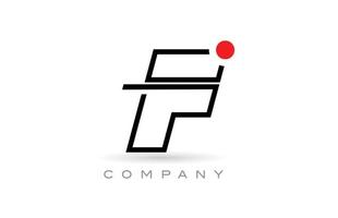 Simple F alphabet letter logo icon design with line and red dot. Creative template for company and business vector