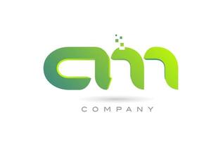 joined CM alphabet letter logo icon combination design with dots and green color. Creative template for company and business vector