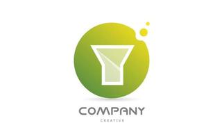 green dots Y alphabet letter logo icon with white transparency. Creative template for business vector