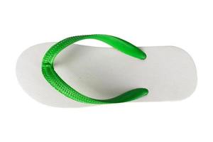 sandals  flip flops color green isolated on white background photo
