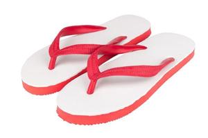 sandals  flip flops color red isolated on white background photo