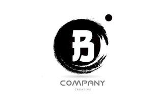 B black and white grunge alphabet letter logo icon design with japanese style lettering. Creative template for company and business vector