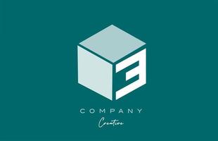 cubo e diseño de icono de logotipo de letra de alfabeto de cubo de tres letras con color verde pastel. plantilla de diseño creativo para empresas y negocios vector