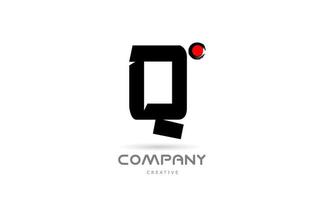 simple black and white Q alphabet letter logo icon design with japanese style lettering. Creative template for business and company vector