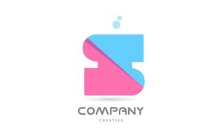 S pink blue geometric alphabet letter logo icon. Creative template for company and business vector