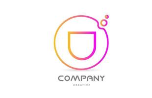 geometric U letter alphabet logo icon with circle and bubbles. Creative template for company and business vector