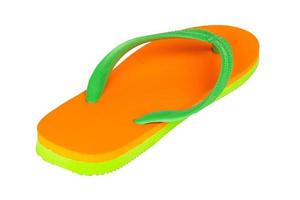 sandals  flip flops color green orange isolated on white background photo