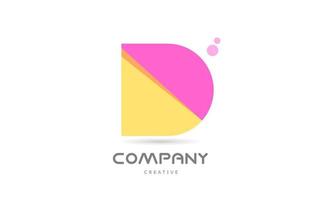 D yellow pink geometric alphabet letter logo icon. Creative template for business and company vector