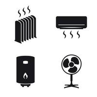 Heating icons set. Black on a white background vector