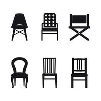 conjunto de iconos de silla. Negro sobre un fondo blanco vector