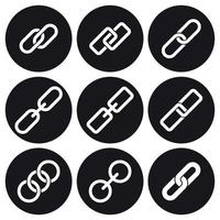 Chain icons set. White on a black background vector