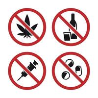 No drugs signs icons set vector