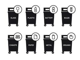 Separation recycle bin icon. Signs set vector