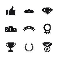 Awards icons set. Black o na white background vector