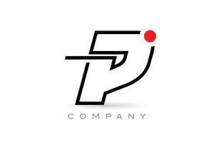 Simple P alphabet letter logo icon design with line and red dot. Creative template for company and business vector