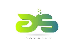 se unió como diseño de combinación de icono de logotipo de letra del alfabeto con puntos y color verde. plantilla creativa para empresa y negocio vector