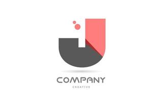 Ícono del logotipo de la letra del alfabeto geométrico de puntos rosados j. plantilla creativa para negocios y empresas. vector