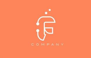 f naranja punto blanco línea alfabeto letra logo icono diseño. plantilla creativa para negocios y empresas. vector