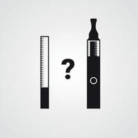fumar vs vapear. cigarrillo electrónico o dispositivo vaporizador y cigarro de tabaco. Negro sobre un fondo blanco vector