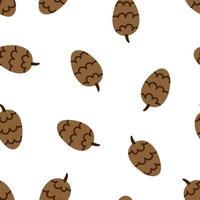 Pine cone vector seamless pattern. Forest children's texture.