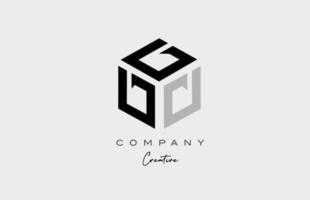 Diseño de icono de logotipo de letra del alfabeto de tres letras gris d. plantilla creativa para negocios y empresas. vector