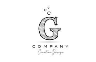 g icono del logotipo de la letra del alfabeto blanco negro con estilo de dibujos animados. plantilla de dibujos animados creativos para negocios y empresas vector