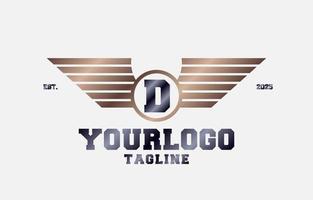 letter D metal wings initial vector logo design element