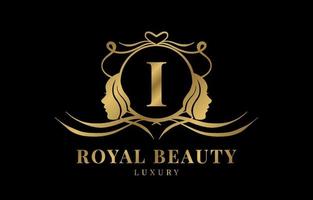 letter I royal beauty crest logo design element vector