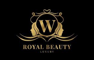 letter W royal beauty crest logo design element vector