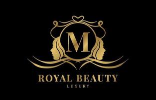 letter M royal beauty crest logo design element vector