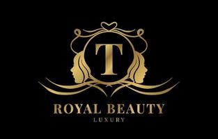 letter T royal beauty crest logo design element vector