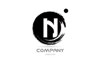 N black and white grunge alphabet letter logo icon design with japanese style lettering. Creative template for company and business vector